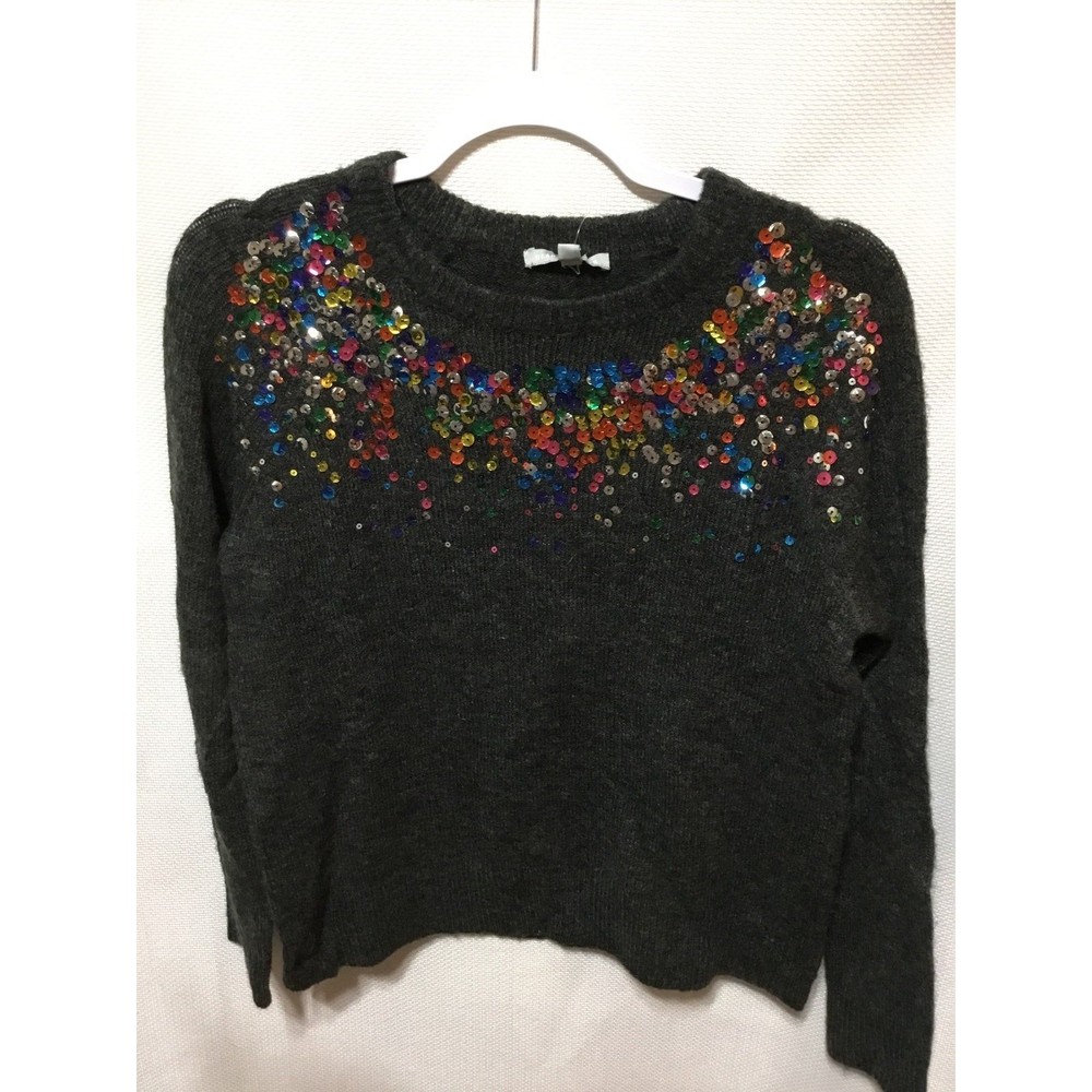 Heart n Crush Charcoal Gray RainbowSequin Pullover Size Small NWT